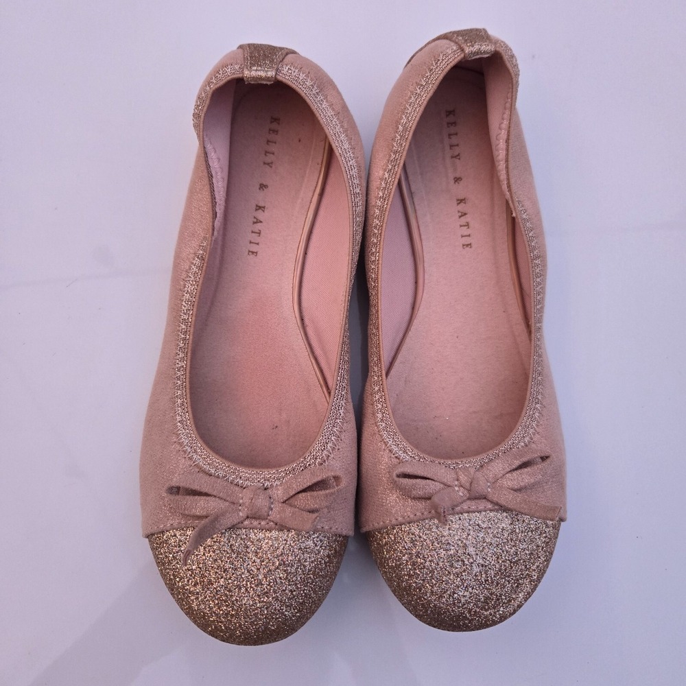 Kelly & Katie Fiona Blush Textile Glitter Bow Toe Shoes Big Kids Girls Size 5 M‎